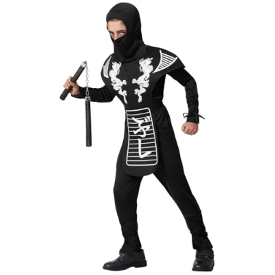 Imagen de Atosa disfraz ninja niño infantil negro y blanco 5 a 6 años