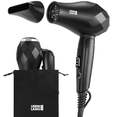 Imagen de LEBENLANG Secador pelo de viaje plegable pequeño Doble voltaje &amp; Bolsa con boquilla I ionico Hair dryer Secadores Secadora cabelo Mini blow rizos
