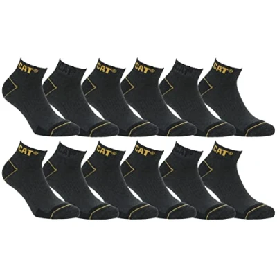 Imagen de Caterpillar Calcetines de trabajo Algodón para hombres, reforzados en el talón y la punta, 12 Pares (Gris, 43 46)