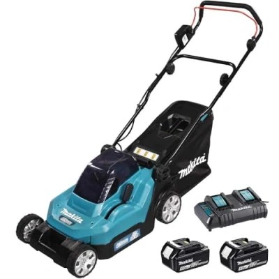 Imagen de Makita DLM382CT2 Cortacésped doble de iones litio LXT 18 V (36 V), 38 cm, con 2 baterías 5,0 Ah y cargador puerto