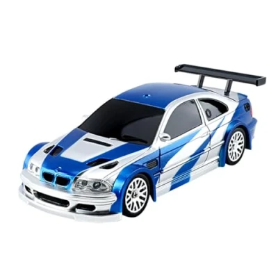 Imagen de WYFTOY RC Electric Mini Racing Drift Modelo de coche con kit luces, escala 1/43, 2.4 G, totalmente proporcional (versión RTR/azul y blanco)