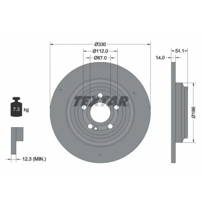 Imagen de TEXTAR 92306905 Disco de freno 330 14 05/06 112 macizo revestido altamente carbonizado sin perno sujeción rueda, buje rueda