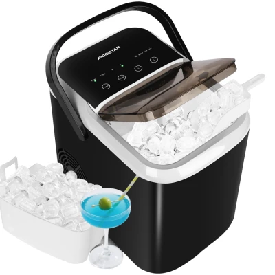Imagen de Aigostar Maquina de Hacer Hielo Para Casa 130W, 1.5L Profesional con Tapa Doble, Hielos en 6 10 mins, 14kg/24h, 2 Tamaños Cubitos, Sensor inteligente &amp; Autolimpieza Ice Maker