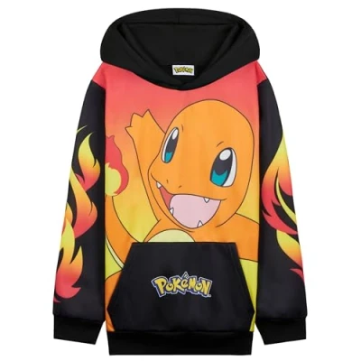 Imagen de Pokémon Sudaderas con Capucha para Niños, Cómoda Sudadera Niño Bolsillo Canguro (Negro/Rojo Charmander, 13 14 Years)