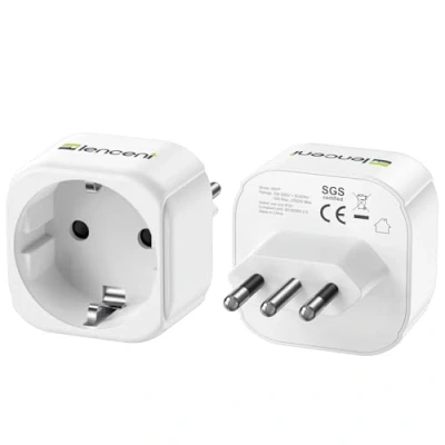 Imagen de LENCENT 2X Adaptadores de Viaje Italia Tipo L (10A), Enchufe 2 Clavijas Europa a 3 para Italia, Chile, San Marino, Vaticano, Uruguay, Siria, Eritrea y más. (Tipo L)