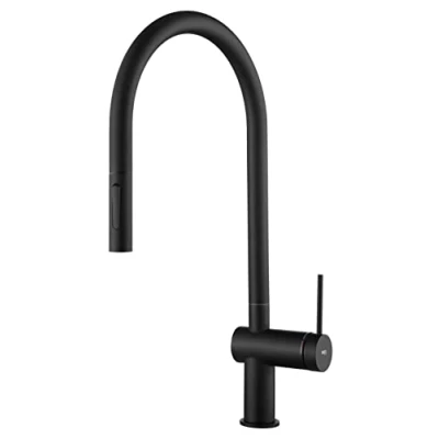 Imagen de MICE Grifería de cocina monomando extraíble Grifo fregadero con sistema ahorro energético Mezclador agua fria/caliente BERNA Negro Mate GCE026/NG