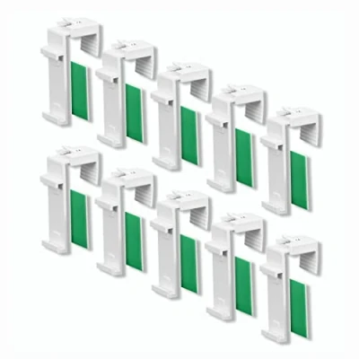 Imagen de KLEMMFLEX Soportes de sujeción para estor, estor doble, sin taladrar, sujetar y pegar, 10 unidades, como accesorio repuesto la suspensión, fijación en PVC, ventana madera, hoja