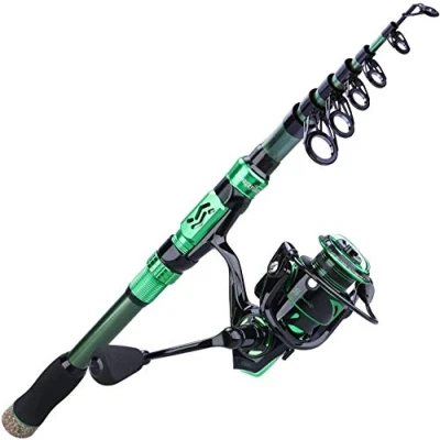 Imagen de Sougayilang carretes de caña pescar con combinación telescópicos portátiles para pesca agua salada y dulce (carrete 2,4 m/7,89 ft)