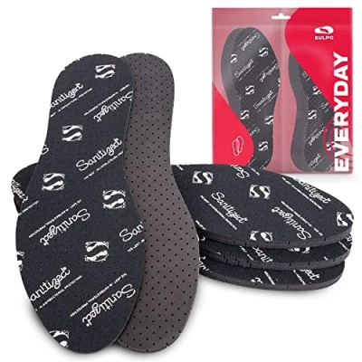 Imagen de SULPO 4 pares de Plantillas antisudoración Saniteded. Desinfección zapatos para zapatos. con medios antibacterianos negras. antideslizantes. espuma látex.