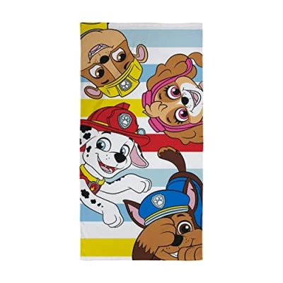 Imagen de Character World Toalla Oficial de Paw Patrol para niños, sensación súper Suave, diseño Marshall, Chase, Rubble &amp; Skye, hogar, baño, Playa y Piscina, Talla única, 70 cm x 140
