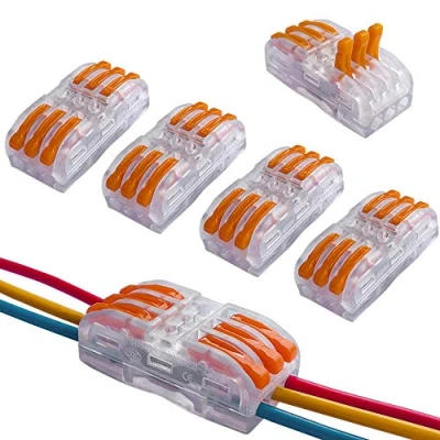 Imagen de QitinDasen 12Pcs KV313 Palanca Tuerca Cable Conector, 3 en fuera Bilateral 6 Puertos Transparente Compacto Conductor Rápido Conector Resorte Bloque Terminal