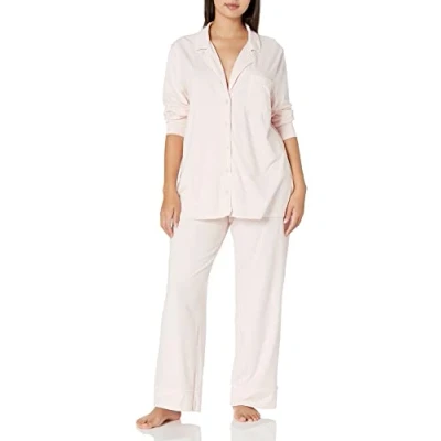Imagen de Amazon Essentials Conjunto de Pija con Camisa Manga Larga y Pantalón Largo en Modal Algodón Mujer, Rosa Pálido, L