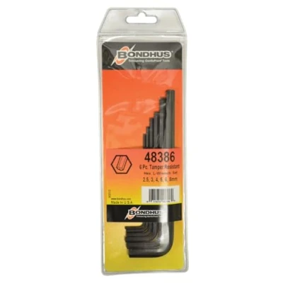 Imagen de Bondhus Hexagonal juego de llaves Tamper Resistant htr6 M Métricas Set 6 piezas 48386