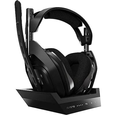 Imagen de ASTRO Gaming A50 Auriculares inalámbricos + estación de carga para juegos, 4ª gen, Dolby, sonido y voz equilibrados 2,4 GHz, PS5 (requiere adaptador HDMI), PS4, PC, Mac Negro