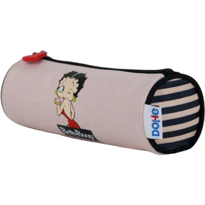 Imagen de Dohe Estuche Escolar Redondo Cierre de Cremallera, Licencia Oficial, Poliéster Resistente, 21x7,5x7,5 cm, Material Betty Boop Rosa