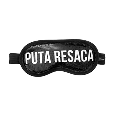 Imagen de FISURA Antifaz gel frio “P*ta Resaca. frío para ojos negro. Máscara de hinchados y antiojeras. refrescante con mensaje. 18,5 cm x 9