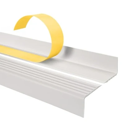 Imagen de Quest Perfil autoadhesivo para bordes de escaleras, 40 x 25 mm, antideslizante, plástico PVC, color blanco, 90 cm