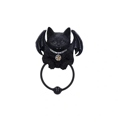 Imagen de Nemesis Now Vampuss Aldaba de Puerta Gato 20 cm, Resina, Negro, murciélago Vampiro, Regalo Bruja, decoración Halloween, Fundido en la Mejor Pintado a Mano por