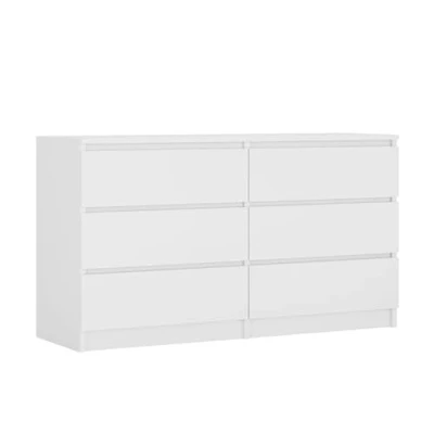 Imagen de 3E 3xE living.com Cómoda 6 cajones 138 cm, Color: Blanco Mate, L: P: 39 A: 79 cm