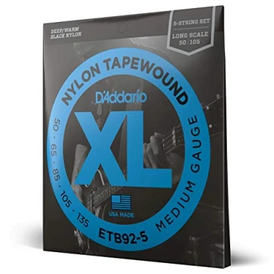 Imagen de D&#039;Addario 5 String Medium 50 135 Tapewound Long Scale Bass Guitar Strings
