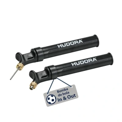 Imagen de HUDORA Bomba de balón In &amp; out Negro Aire para fútbol/Baloncesto/Voleibol y más Mano compacta 19 x 4 cm pequeña con práctica función Dual