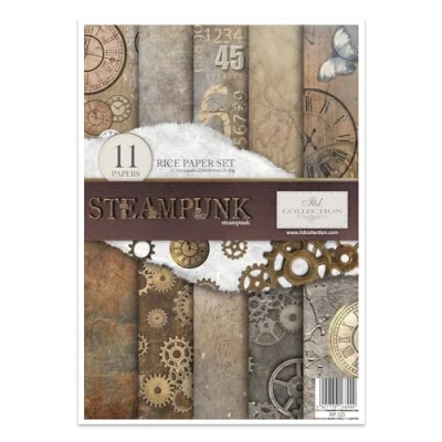 Imagen de ITD Collection Papel de arroz creativo A4 Decoupage Rice Paper Sheet 29,7 x 21 cm, técnica servilletas, multicolor (RP023 Steampunk HS code 48021000)