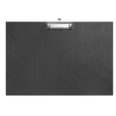 Imagen de VELOFLEX 4812980 Tablilla de escritura DIN A3 apaisada, portapapeles, PP laminado con estructura lino, bucle para colgar, negro