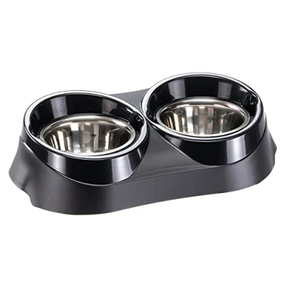 Imagen de Ferplast Porta Comederos para Perro Duo Feed con 2 de Acero Inoxidable Sistema Alimentación Doble Antideslizante y Ecológico Perro, 1,7 litros