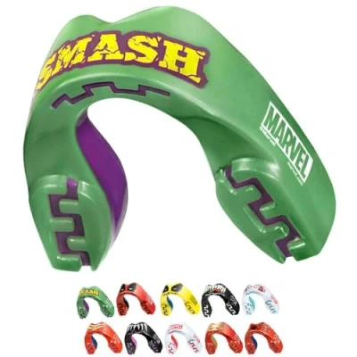 Imagen de Marvel The Hulk Protector bucal adultos y niños para todos los deportes de contacto, incluidos rugby, MMA, artes marciales kickboxing, judo, hockey boxeo