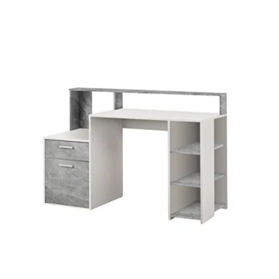 Imagen de FMD Möbel, F00651901042 Bolton Escritorio para Ordenador (138,5 x 53,5 92,0 cm), Color Roble y Blanco