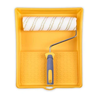 Imagen de HARDY WORKING TOOLS Kits de herramientas pintura, Rodillos Cubeta e Rodillo antigota poliacrílico, Altura del pelo 12mm, Eslora 25cm, Diámetro 48mm, Blanco amarillo gris, A0180 513000