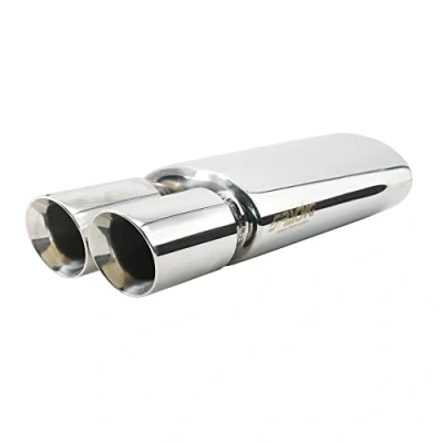 Imagen de Simoni Racing ESR633 Rifle Silenciador Deportivo Universal, Deportivo, Escape de Coche Doble Salida Redonda, Acero Inoxidable