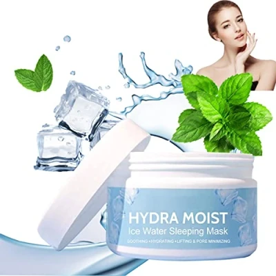 Imagen de Mascarilla con Gel de Crema ácido Hialurónico,Beauty Hydra Moist Ice Water Sleeping Mask,Hidratación profunda Facial Hidratante,Máscara para Dormir Agua Helada Húmeda