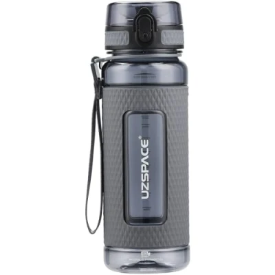 Imagen de botella de agua con infusor frutas, deportiva, 800 ml, sin BPA, plástico no tóxico, a prueba fugas (gris corteza)