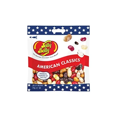 Imagen de Jelly Belly Beans, grajeas con sabor a postres clásicos americanos, Caramelos masticables en forma de judías bolsa 70 gramos