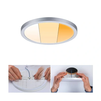 Imagen de Paulmann 92991 Panel LED, luminaria empotrable Areo VariFit IP44, 3 Step Dim, 175 mm, redondo, incl. 1x13 W, regulable, cromo mate, plástico, 2000 K