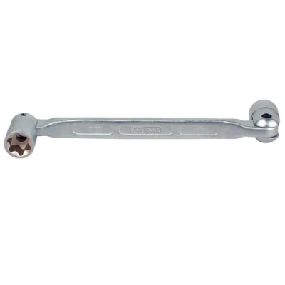 Imagen de KS TOOLS 517.0332 Llave articulada doble 220 E10xE12 Torx exterior, Perfil en E móvil (articulación)