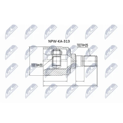 Imagen de NTY NPW KA 313 Junta Homocinética Caja de cambios manual lado engranaje, Eje delantero, derecha KIA: Picanto I