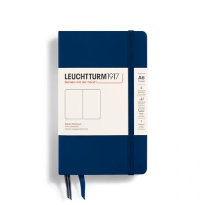 Imagen de LEUCHTTURM1917 342920 Libreta de notas Pocket (A6) tapas duras, 187 páginas numeradas, azul marino, lisa