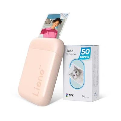 Imagen de Liene Impresora Foto Móvil, 2 x 3&#039;&#039; de Fotos Portátil con 50 Zink Papeles Fotográfico Autoadhesivo, Conexión Bluetooth 5.0, Compatible iOS/Android, Mini per Smartphone (Rosa)