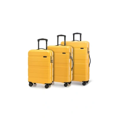 Imagen de WITTCHEN Comodo Line Juego de 3 Maletas Bolsa Viaje Equipaje Dura ABS Cerradura TSA Tamaño (S+M+L) Amarillo