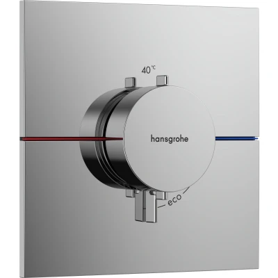 Imagen de hansgrohe ShowerSelect Comfort E, termostato empotrado , grifo con botón de seguridad (SafetyStop) a 40 C, rectangular para ducha y bañera, mezclador 3 funciones, cromo