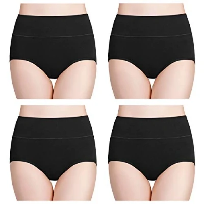 Imagen de wirarpa Braguitas Culotte Algodón para Mujer Bragas de Cintura Alta Cómodo Faja Reductora Ajustan Pack 4 Talla M