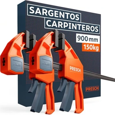 Imagen de Presch Sargentos Carpintero 900mm 2 uds de apriete Con 150 kg fuerza sujeción Robusto grazie all&#039;acciaio al carbonio e alla plastica rinforzata función separación