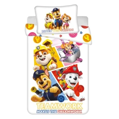 Imagen de Juego de ropa cama infantil la Patrulla Canina, funda nórdica 100 x 135 cm y almohada 40 60 cm, algodón para niñas niños, certificado Öko Tex
