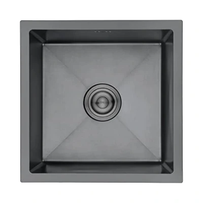 Imagen de Ibergrif M84040B Fregadero Cocina 40 x cm, Bajo Encimera o Sobre con Filtro de Drenaje, Acero Inoxidable, Negro
