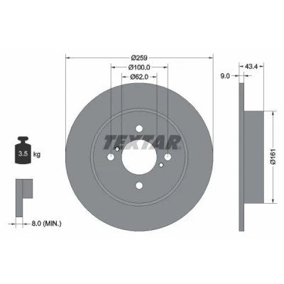 Imagen de TEXTAR PRO 92242303 Disco de freno 259 9 04/06 100 macizo revestido sin perno sujeción rueda, buje rueda SUZUKI: SWIFT 4