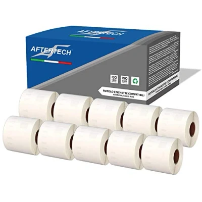 Imagen de Aftertech 10 x 99014 54 101 mm Rollos de etiquetas adhesivas compatibles (220 etiquetas/rollo = 2200 totales) para Dymo LabelWriter Seiko SLP etiquetadoras impresoras S0722434 10x99014