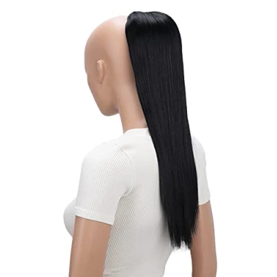 Imagen de CAISHA 55 cm Postizo Extensiones De Cabello Trenza Con Cierre Cordón Liso Negro PH501