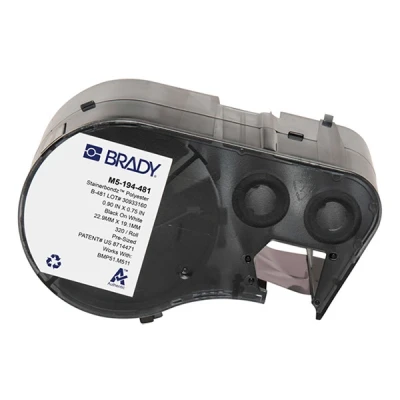 Imagen de Brady M5 194 481 etiquetas de poliéster negro sobre blanco 19,05 mm x 22,86 (original)